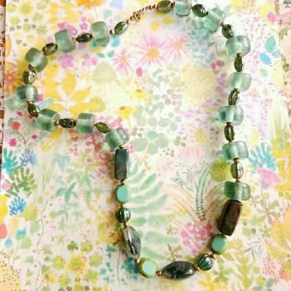 Relisted- Moss Agate sea glass necklace bead necklace - Picture 7 of 8